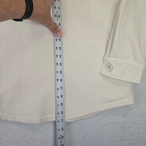 Good American Fleece Shacket Womens L/XL 3/4 Bone Casual Button Down Long Sleeve - Picture 9 of 14